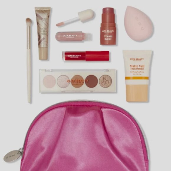 NEW - Ulta Beauty Collection 9-Piece Eyeshadow Makeup Set Pink Cosmetic Bag - Picture 2 of 4